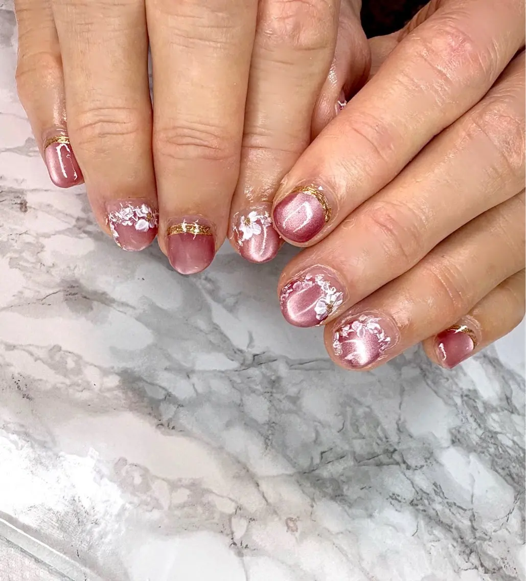 ネイル レース マグネットネイル ハンドネイル nail salon アルストロメリアのネイルデザイン