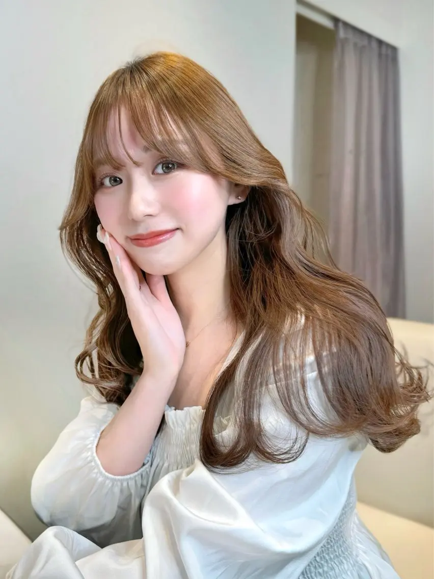 ロング カラー カット ヘアカラー トリートメント ヘッドスパ ヘアセット 韓国ヘア/レイヤー/ 顔まわり/りょーとのヘアスタイル