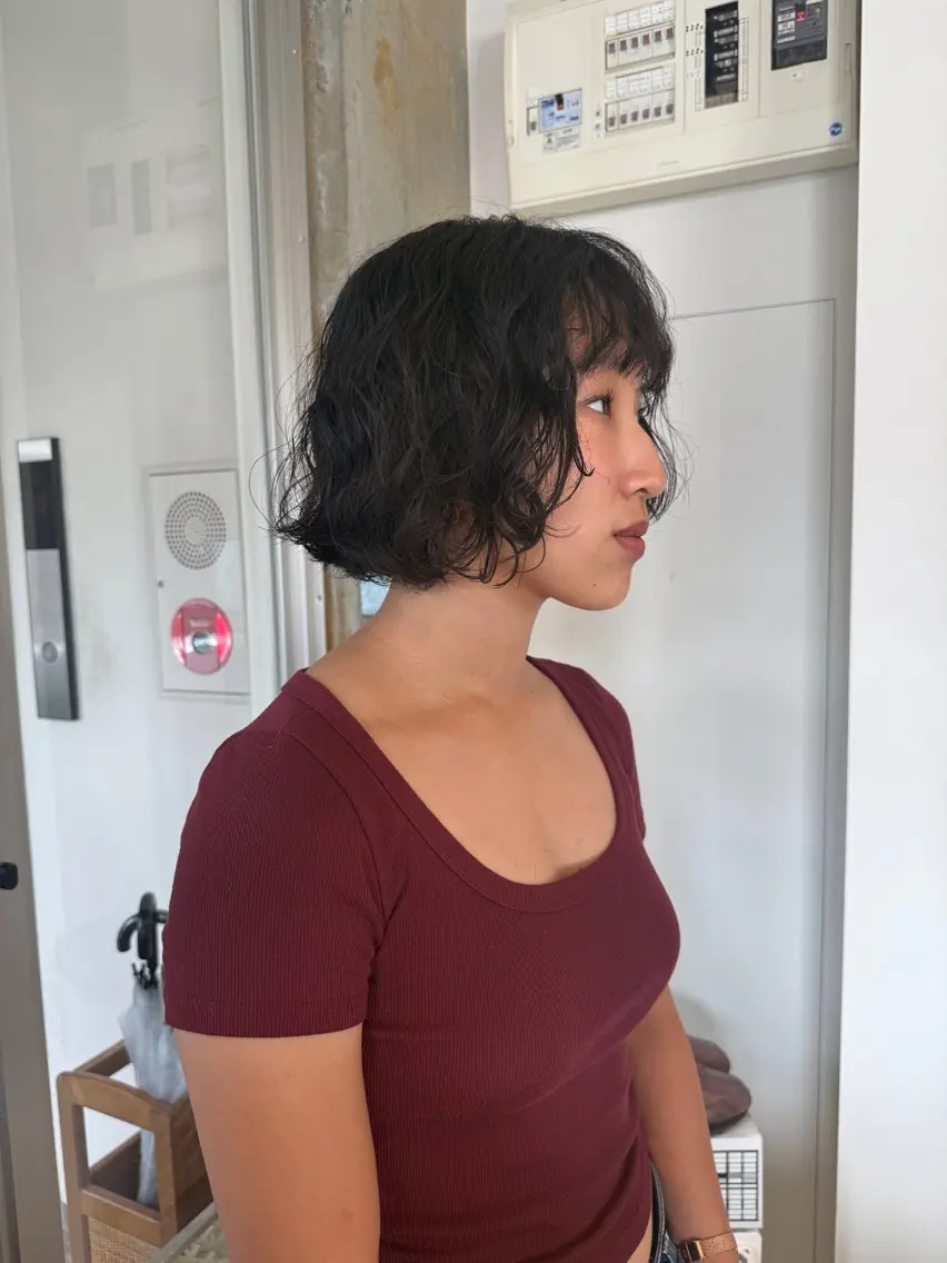ショート パーマ ウチミズ サヤカのヘアスタイル