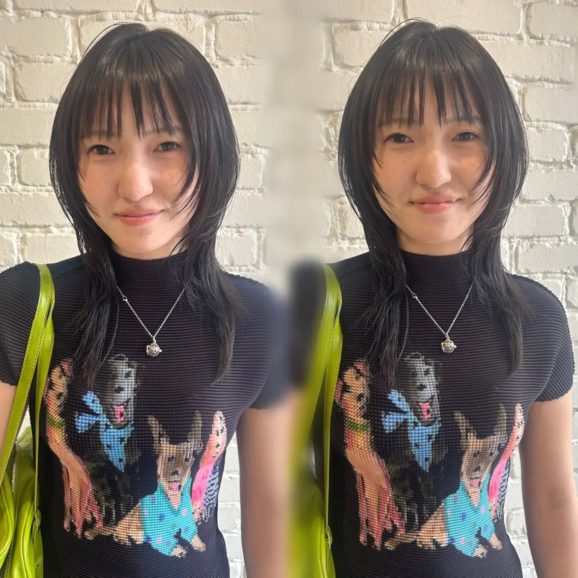 セミロング ハッシュカット 💫レイヤーカット 💫ブリーチ💫サキのヘアスタイル