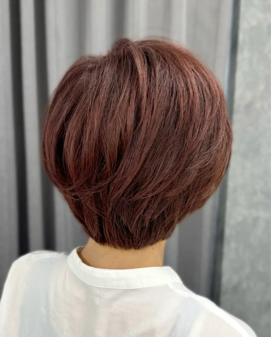 ショート カラー ブラウンカラー ピンクカラー ピンクブラウン 髪質改善メニュー 長井 美佐子のヘアスタイル