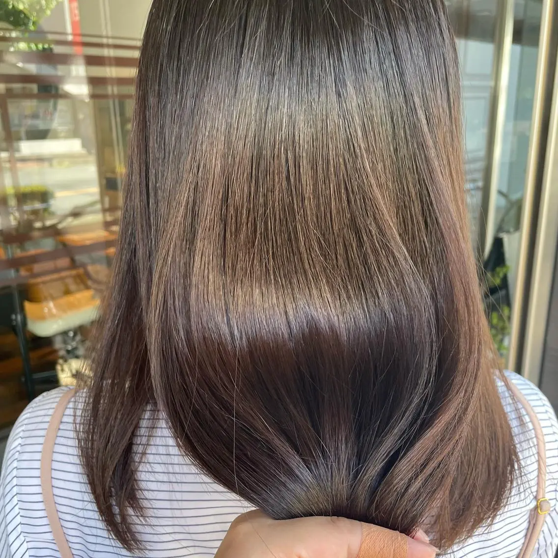 セミロング パーマ 縮毛矯正 ふるはし みなのヘアスタイル