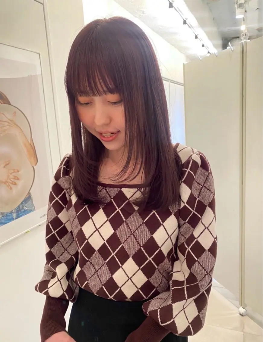 ロング 学生 縮毛矯正 ヘアカラー 落合 智登世/ カラーモデル募集中のヘアスタイル