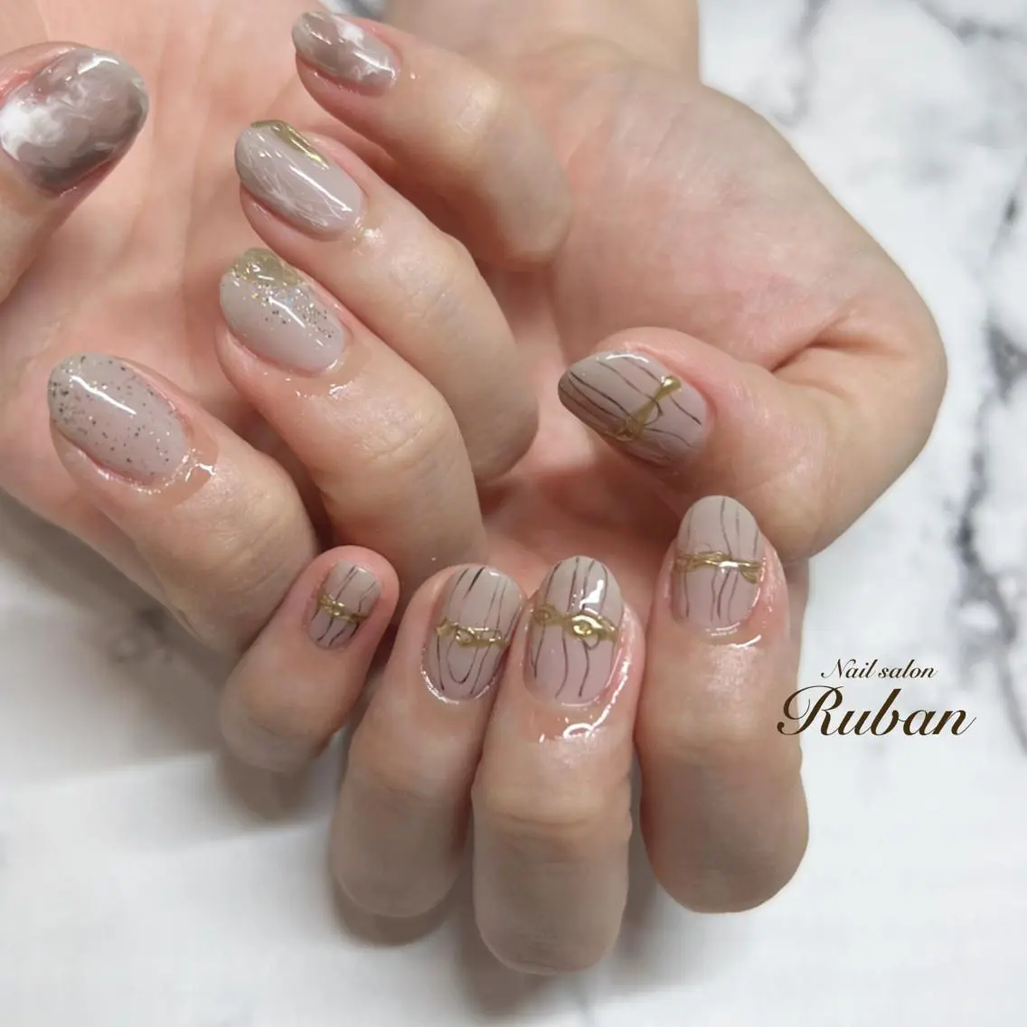 ネイル アートネイル 持ち込み ニュアンスネイル Nail salon Rubanのネイルデザイン