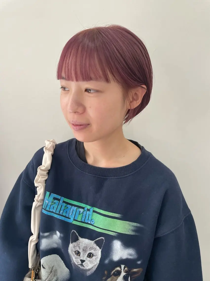 ミディアム カラー パーマ ヘアアレンジ メンズ ピンクカラー tatsumi/ボブ ウルフ/レイヤーのヘアスタイル