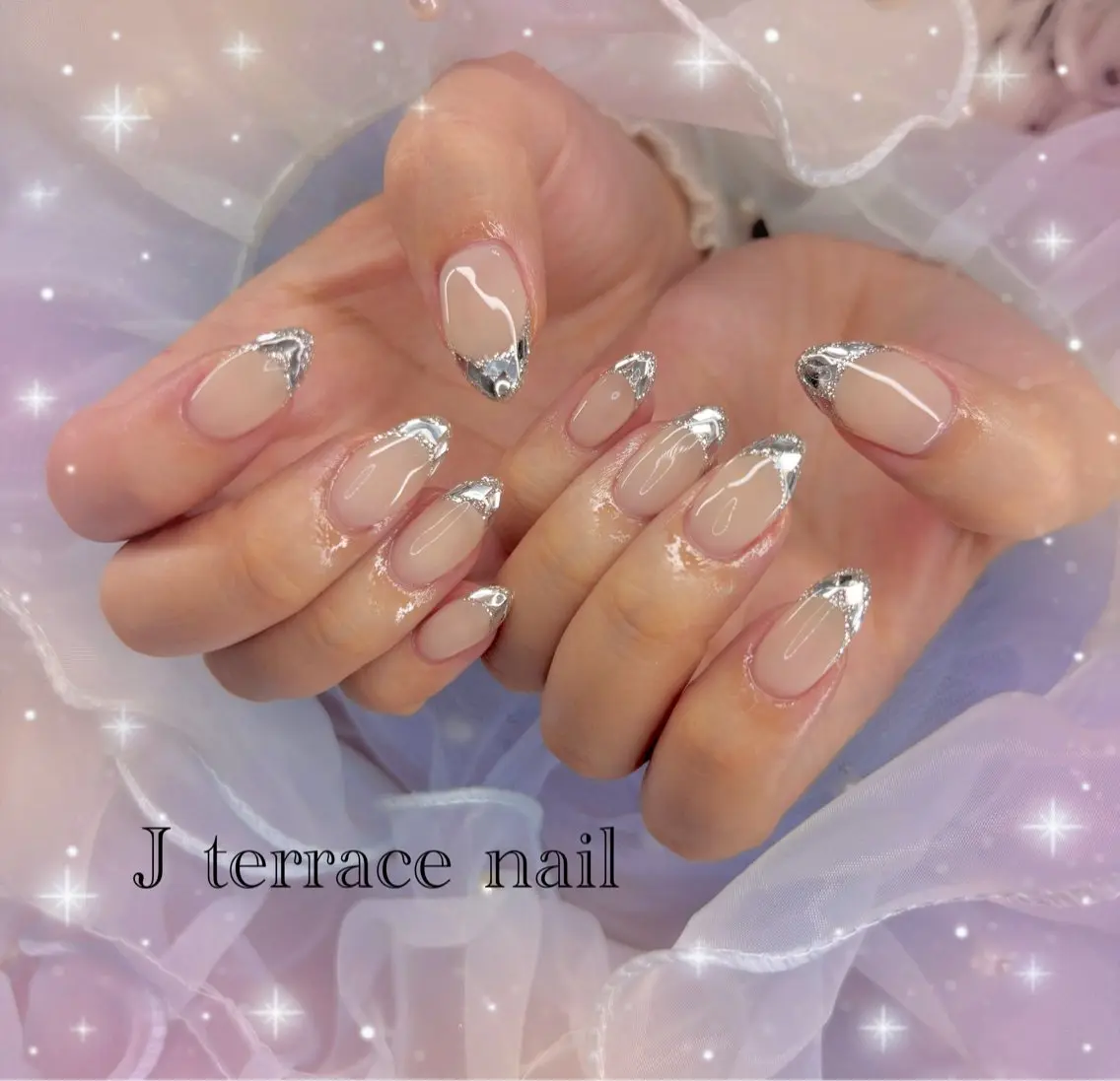 ネイル ハート 持ち込み リボン ストーンネイル J terrace Nailのネイルデザイン