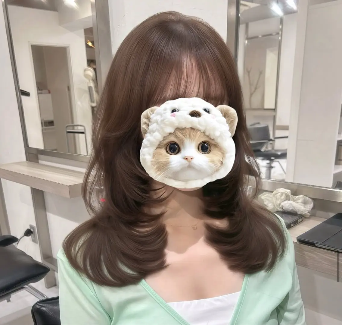 セミロング 韓国風ヘア レイヤーカット yuuka 🖤韓国ヘア🖤のヘアスタイル