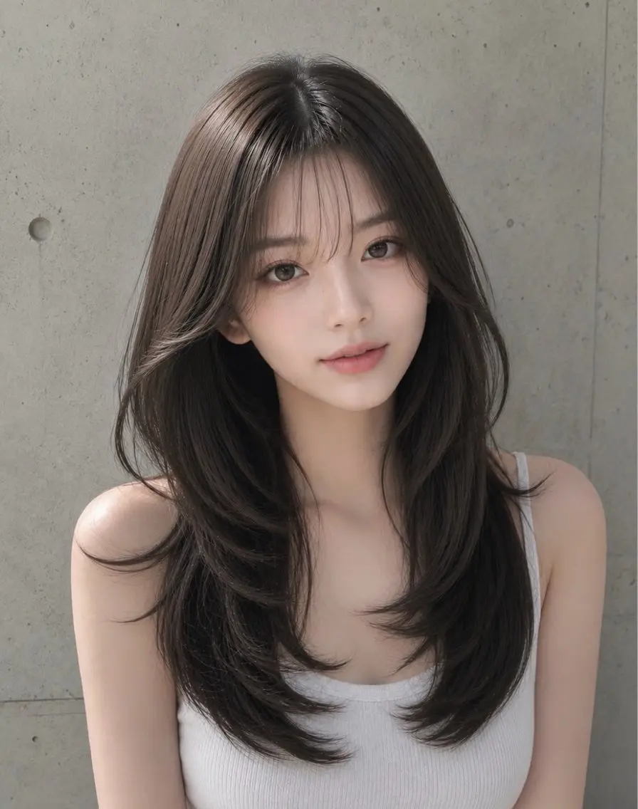 セミロング カラー ヘアアレンジ グレージュ くびれヘア 顔まわりレイヤー ハッシュカット 韓国風ヘア カット ヘアカラー トリートメント 🌫️大人韓国ヘア 🌫️naoyaのヘアスタイル