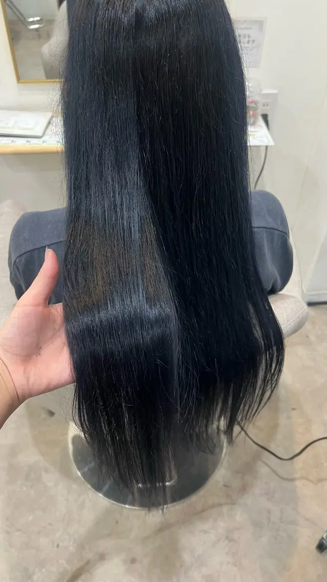 ロング カラー 黒髪 透明感カラー ネイビーカラー オハナ hanabi💫のヘアスタイル
