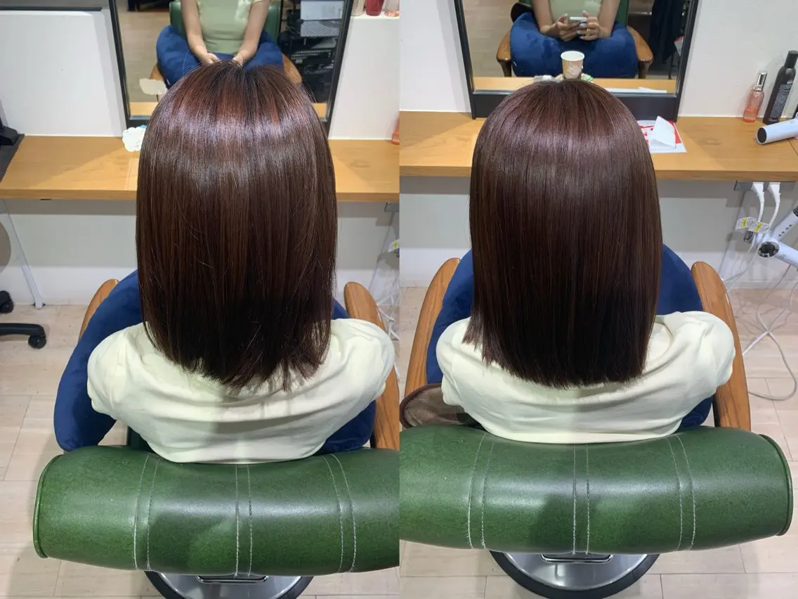 ミディアム カラー アッシュ ベージュカラー オリーブベージュ オレンジ パラッチ MIKAのヘアスタイル