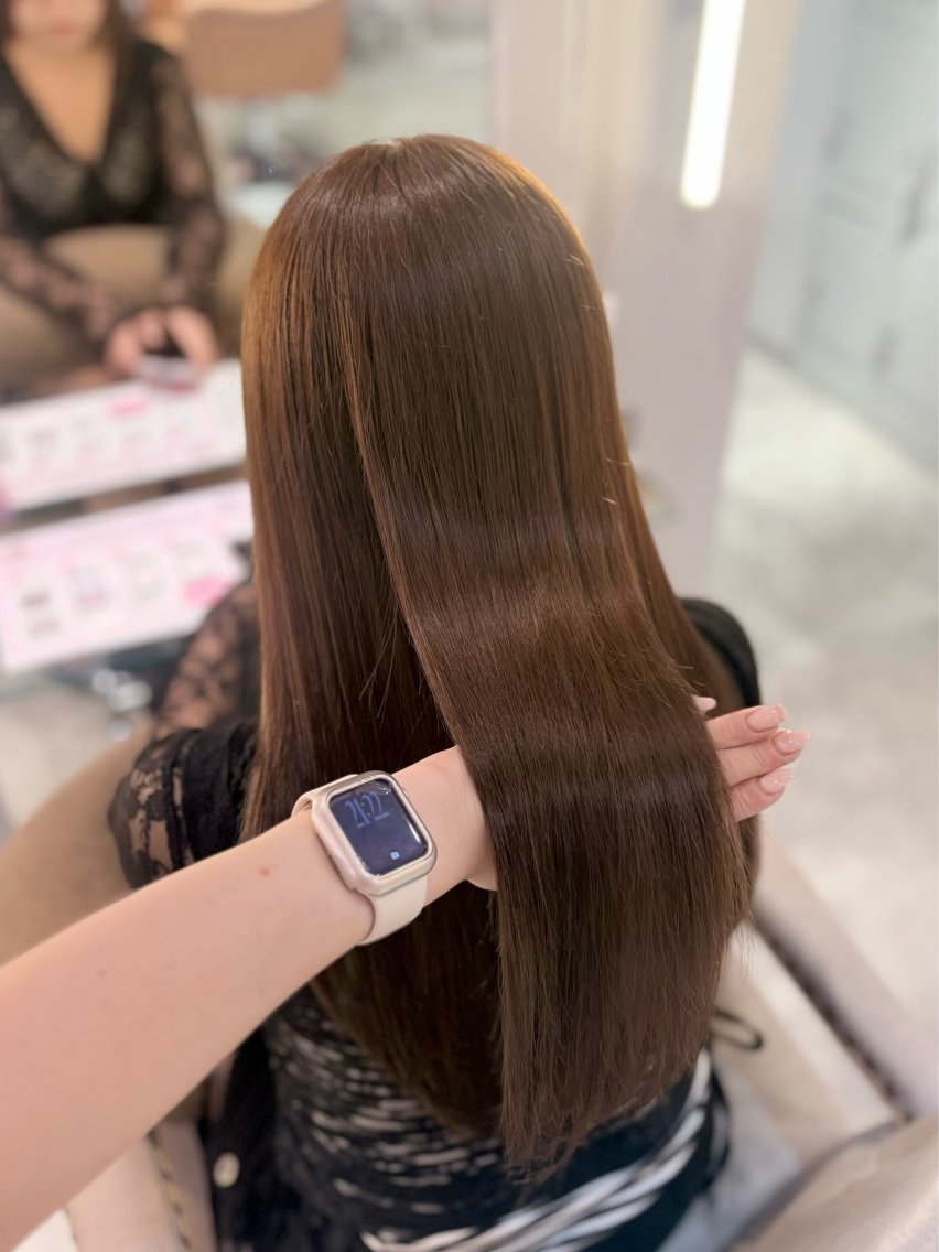 セミロング カラー ベージュカラー ミルキーベージュ 髪質改善 ヘアカラー 縮毛矯正 🩰甘め透明感 カラー｜横浜♡ARIのヘアスタイル