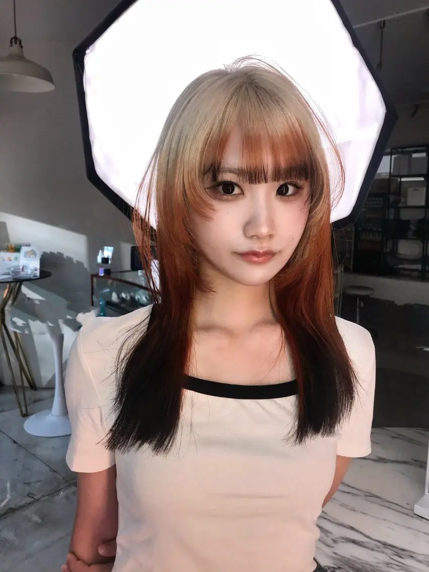 カラー ヘアカラー トリートメント ヘアセット HARUNA/原宿/ デザイン/カットのヘアスタイル