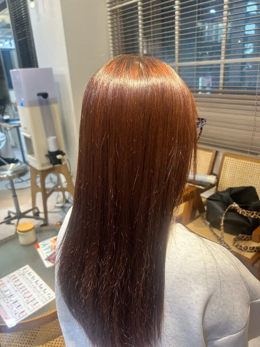 ロング 栄/海外風カラー/ ナチュラル縮毛のヘアスタイル