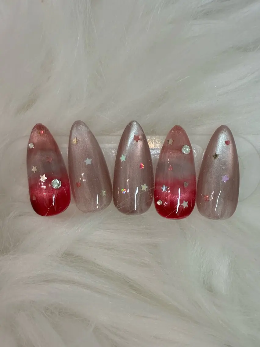ネイル ボーダー グラデーション マグネットネイル ハンドネイル kanako nail🌷のネイルデザイン