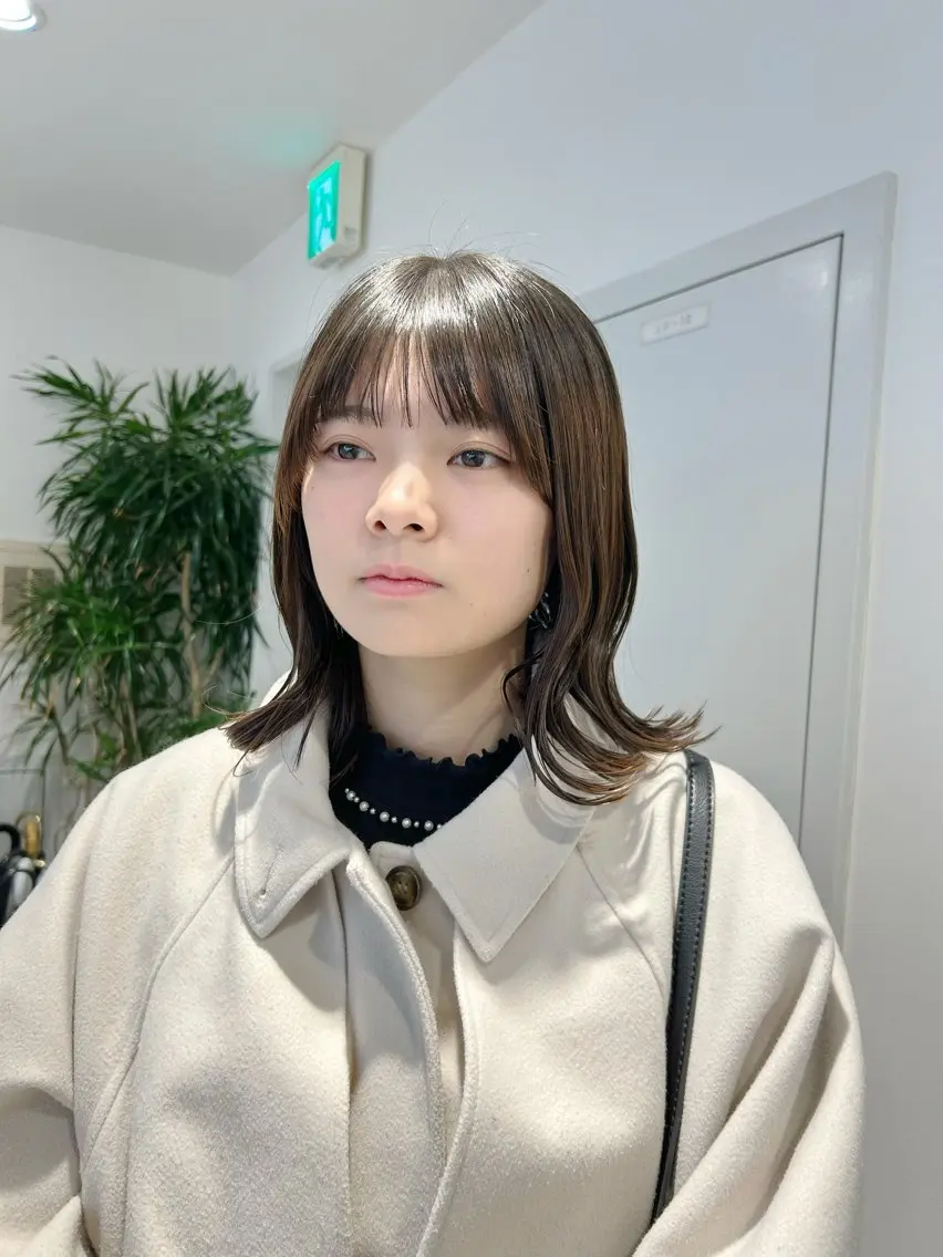 ミディアム カラー ボブ くびれヘア 縮毛矯正 池袋/小顔レイヤー/ 顔まわり/taigaのヘアスタイル