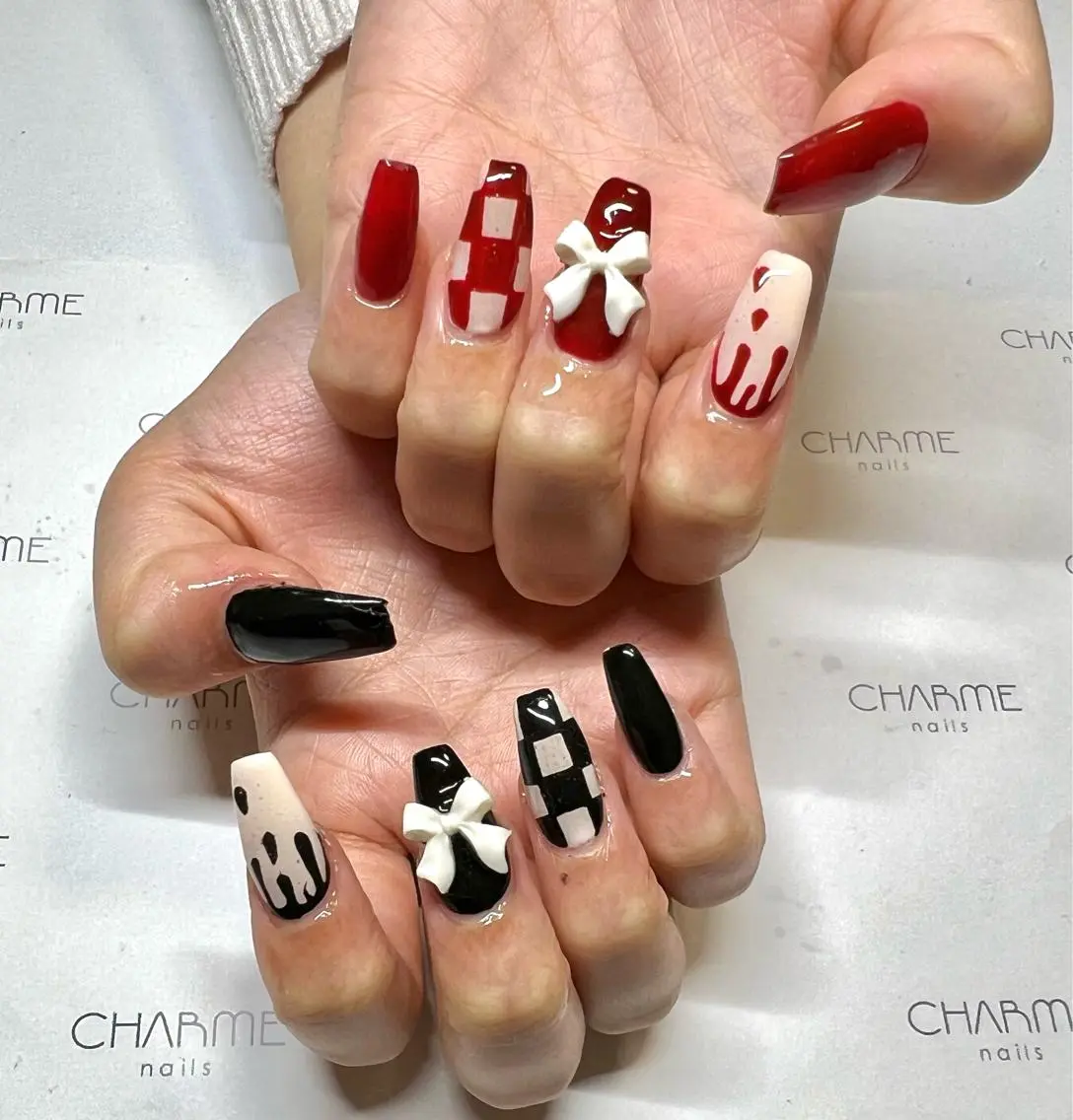 ネイル 赤色 ハンドネイル CHARME 🤎〔RINA〕のネイルデザイン