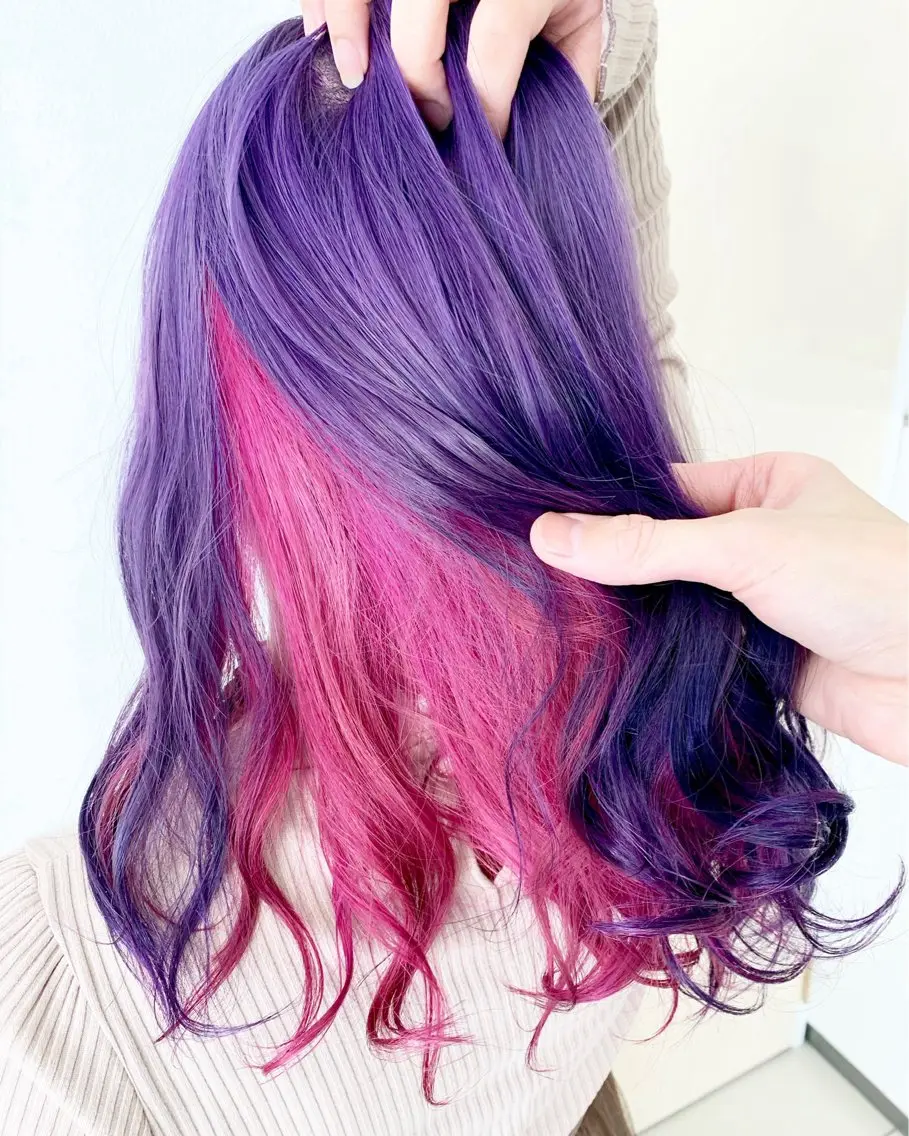 セミロング カラー ブリーチ ケアブリーチ ハイトーンカラー インナーカラー ピンクカラー ヘアカラー トリートメント Room 304のヘアスタイル