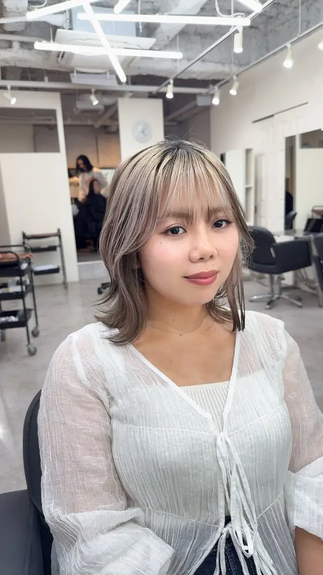 ミディアム カラー ヘアカラー トリートメント ✨錦糸町ブリーチ/ ホワイトカラー皇気✨のヘアスタイル