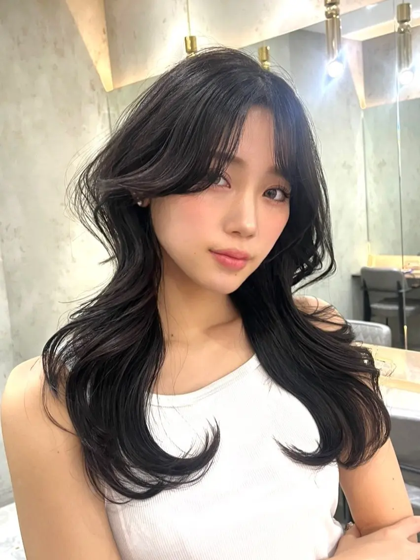 ロング カラー カット トリートメント 山崎/ボブ縮毛矯正 レイヤー髪質改善のヘアスタイル