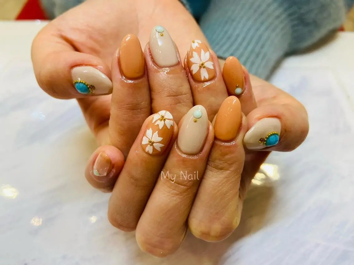ネイル アートネイル 桜ネイル フラッシュネイル フラワーネイル フットネイル Moci Nail Salonのネイルデザイン