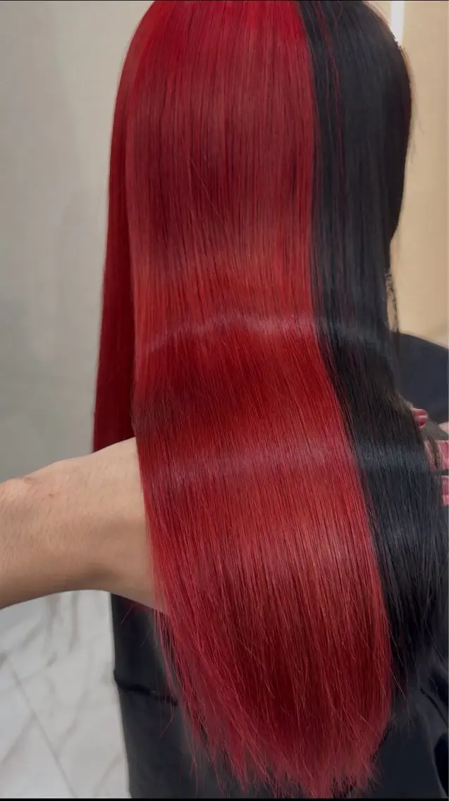 ロング カラー カット 縮毛矯正 えびけん/色落ちまで 美髪のヘアスタイル