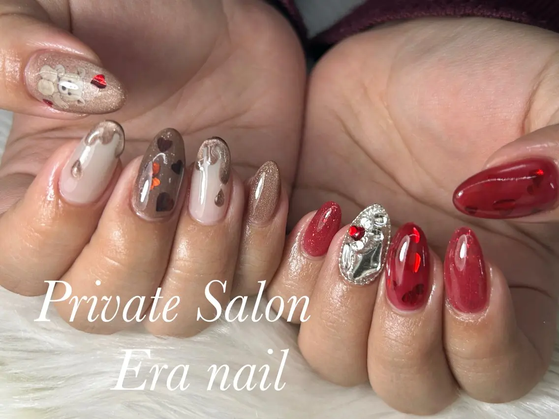 ネイル バレンタイン ハンドネイル Era nailのネイルデザイン