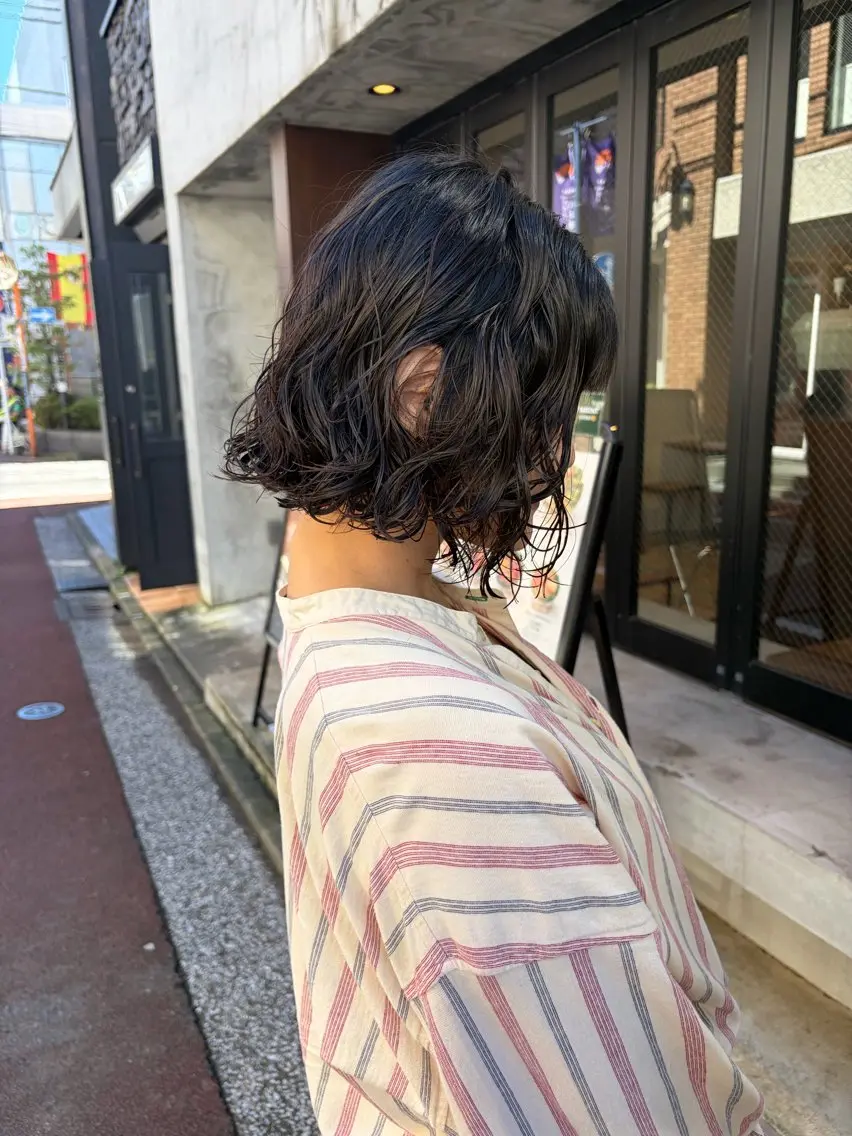 ミディアム パーマ カット パーマ トリートメント ゆるふわパーマ|レイ ヤー|hinakoのヘアスタイル