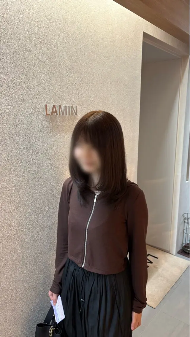 ミディアム 韓国風ヘア レイヤーカット 小顔カット カット ヘアカラー 川村 夏穂のヘアスタイル