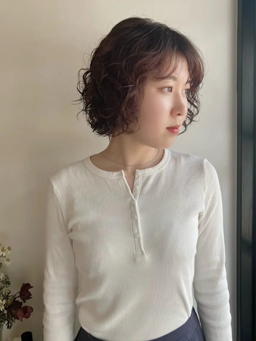 ショート パーマ ボブ ショートヘア ニュアンスパーマ カット パーマ 川間 将彦のヘアスタイル