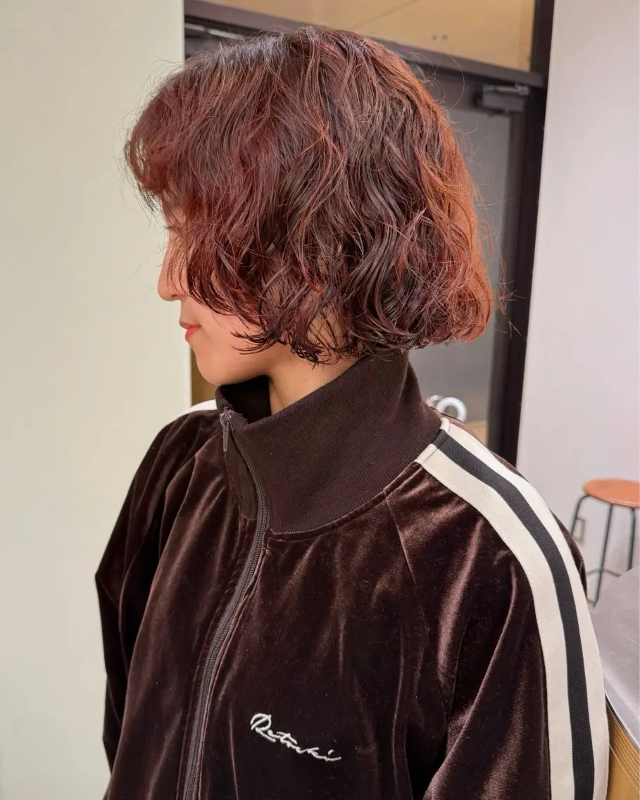 ショート カラー パーマ ボブ カット ヘアカラー パーマ 似合わせパーマ/ kazuのヘアスタイル