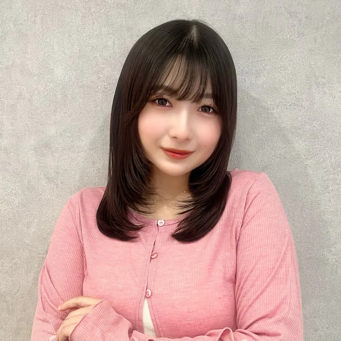 ミディアム カット ヘアカラー 韓国🎀レイヤー/艶 髪/縮毛矯正/ユリナのヘアスタイル