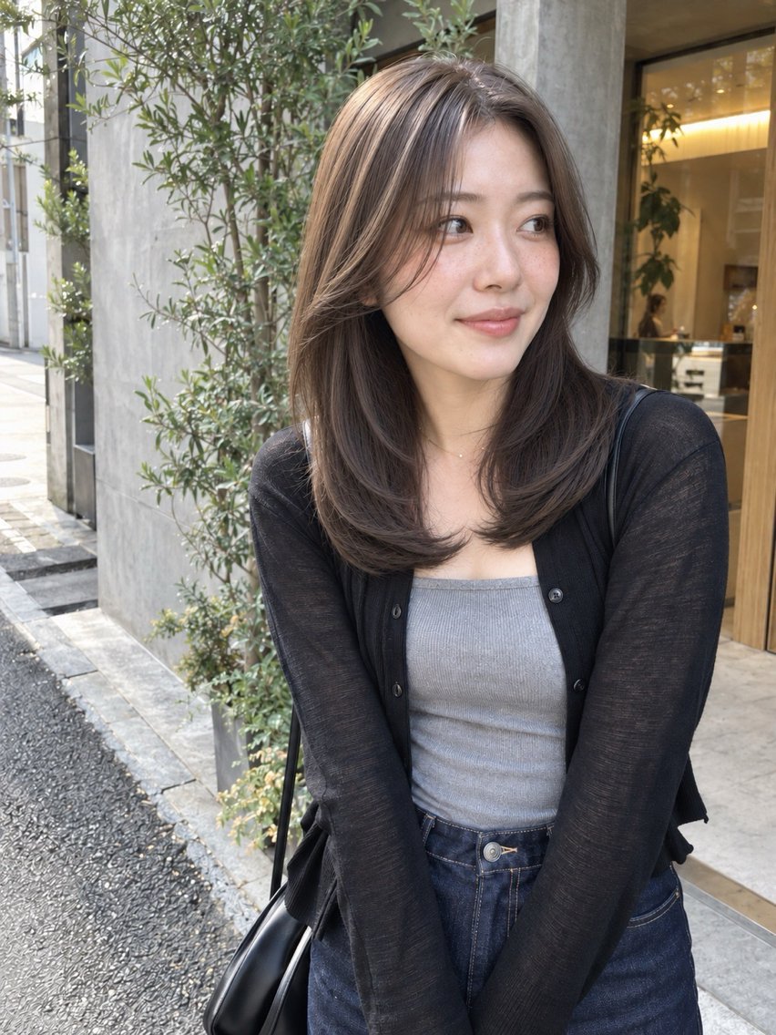 セミロング カラー ブリーチ 透明感カラー ダブルカラー ブリーチなしカラー 韓国風ヘア ヘアカラー カラーモデル募集中/ 透明感カラー/るいのヘアスタイル