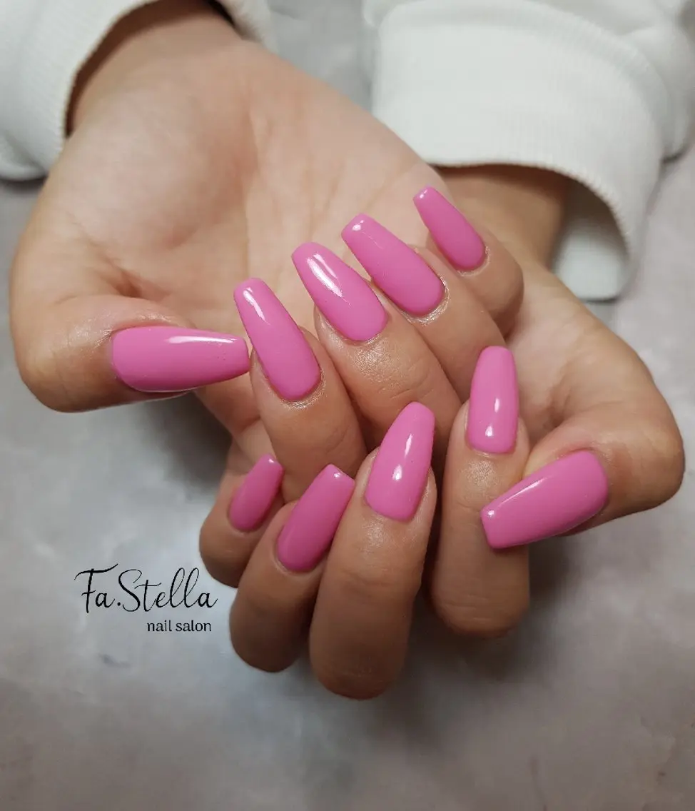 ネイル ジェルネイル ロングネイル ワンカラーネイル パラジェル ピンク ハンドネイル Fa.Stella ファステラ のネイルデザイン
