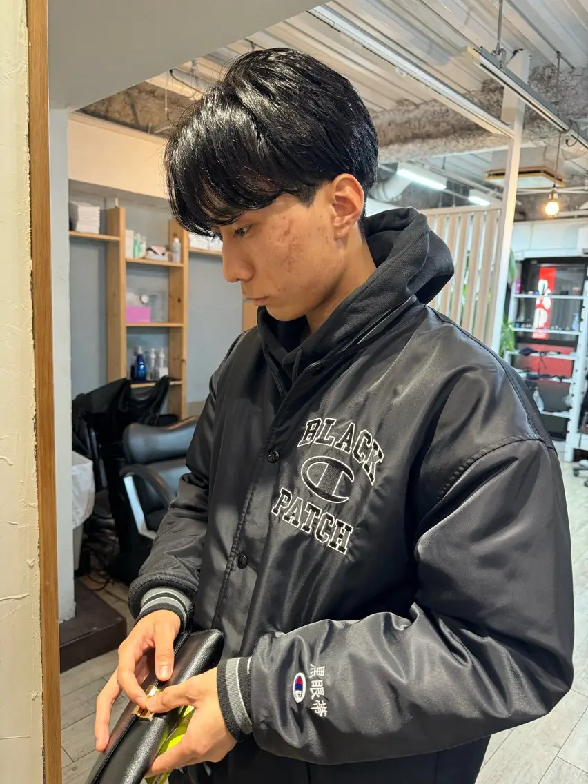カラー パーマ メンズ アップバング センターパート マッシュ メンズパーマ スパイキーショート 【池袋/スパイキー ショート】ⓝⓘⓜⓤのヘアスタイル