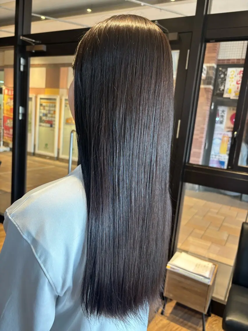ロング カラー ブリーチ ブラウンカラー 🎀ワンレンボブ🎀 ワンカラー　あゆみのヘアスタイル