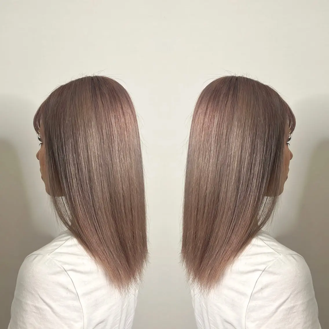 ミディアム カラー ベージュカラー ピンクカラー ピンクベージュ カット ヘアカラー トリートメント 💎ハイトーン/艶 カラー モエカ💎のヘアスタイル