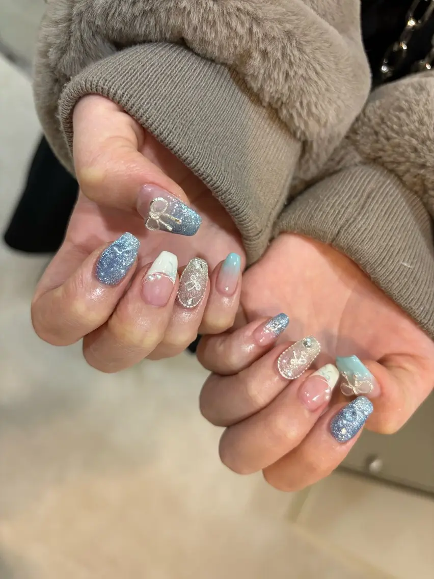 ネイル ハンドネイル Mai :矢場町 ニュアンス🌿アートのネイルデザイン