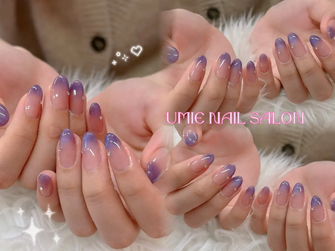 ネイル フットネイル フレンチネイル ジェルネイル ガラスフレンチ マグネットネイル UMIE NAIL SALONのネイルデザイン