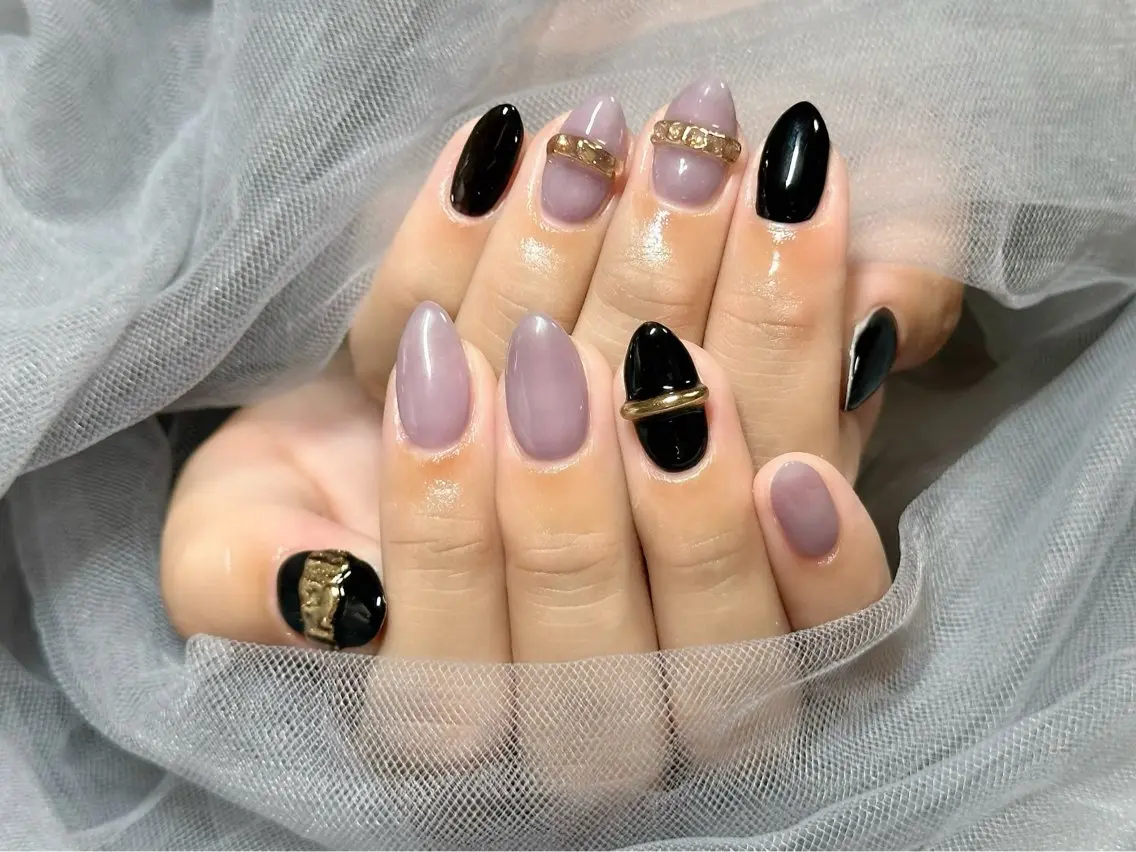 ネイル パープル ハンドネイル Nail Salon KURELLYのネイルデザイン
