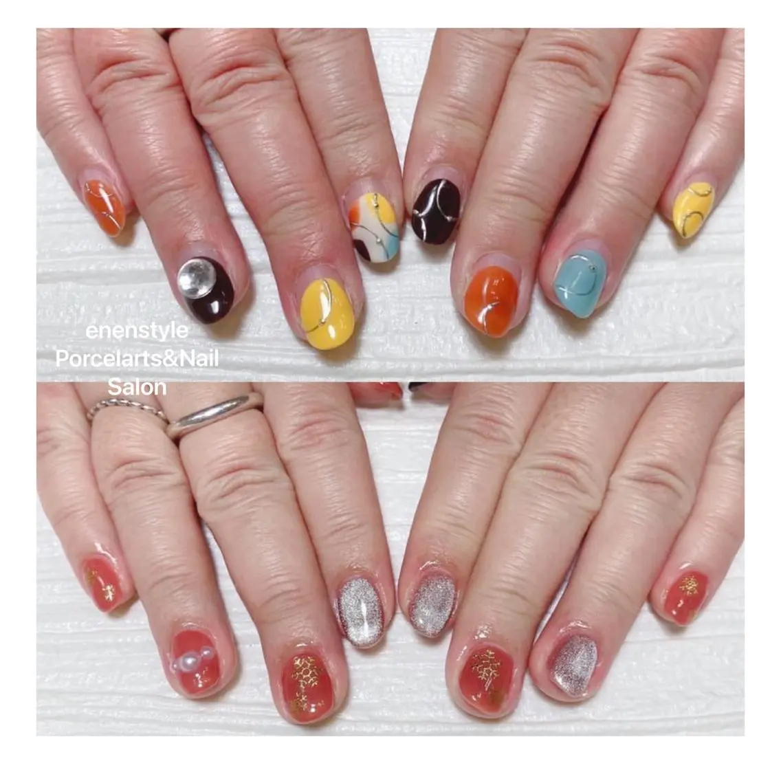 ミディアム ネイル ハンドネイル 🐾enen style 🐾のネイルデザイン