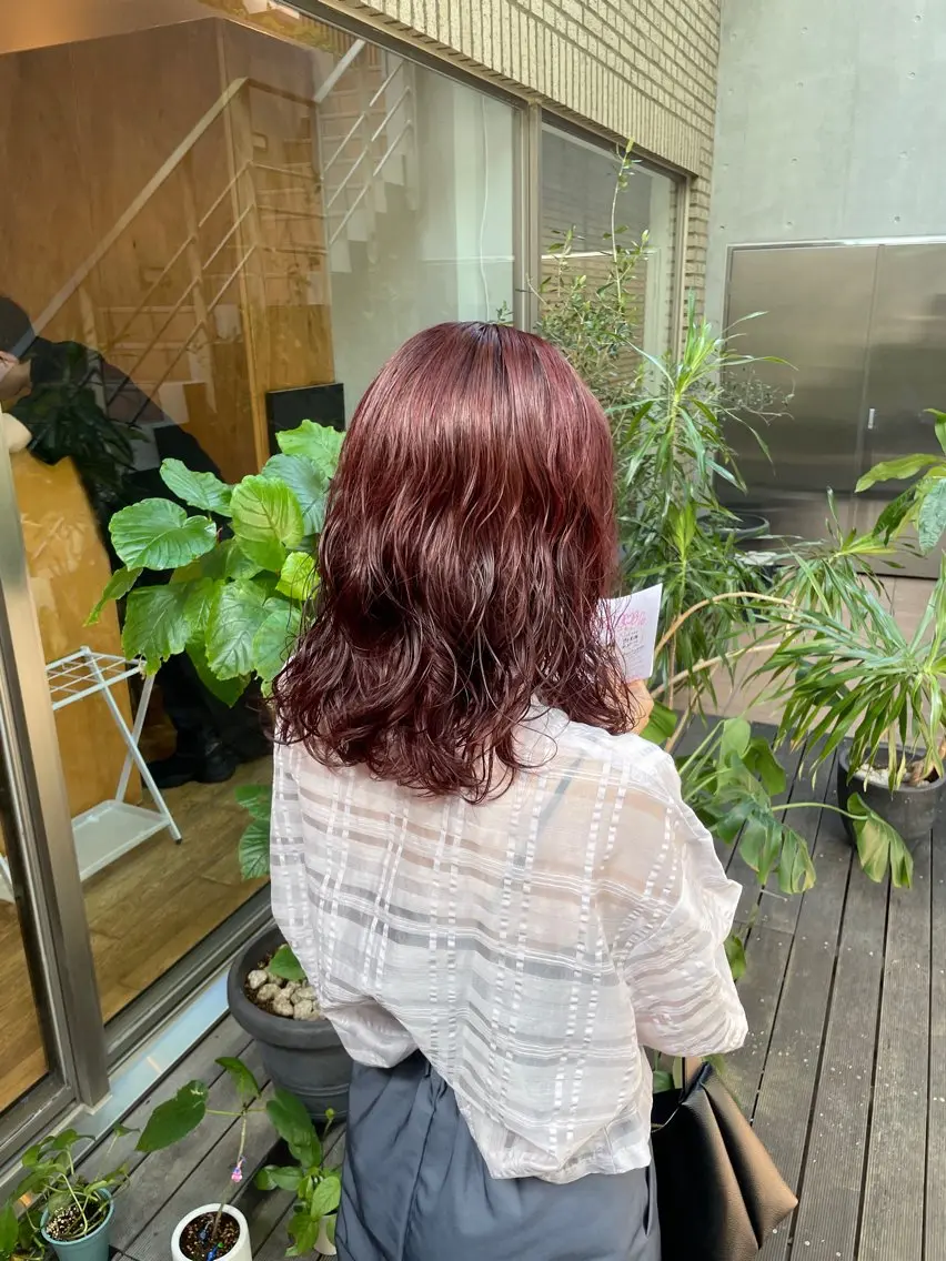 ミディアム カラー パーマ ミディアムパーマ ブリーチ ブリーチなしカラー ピンクカラー カット ヘアカラー 縮毛矯正/レイヤー 🌙児玉光瑠のヘアスタイル