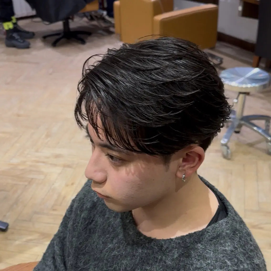 ショート メンズ メンズ特化/フェザー パーマ 和哉のヘアスタイル