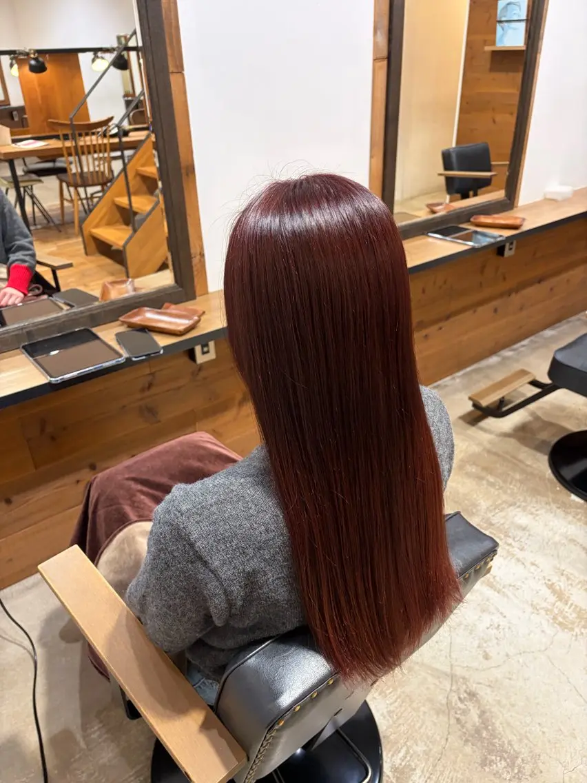 ロング カラー ボルドーカラー ピンクカラー ヘアカラー 大原一太/岡谷/ モデルさん募集中のヘアスタイル