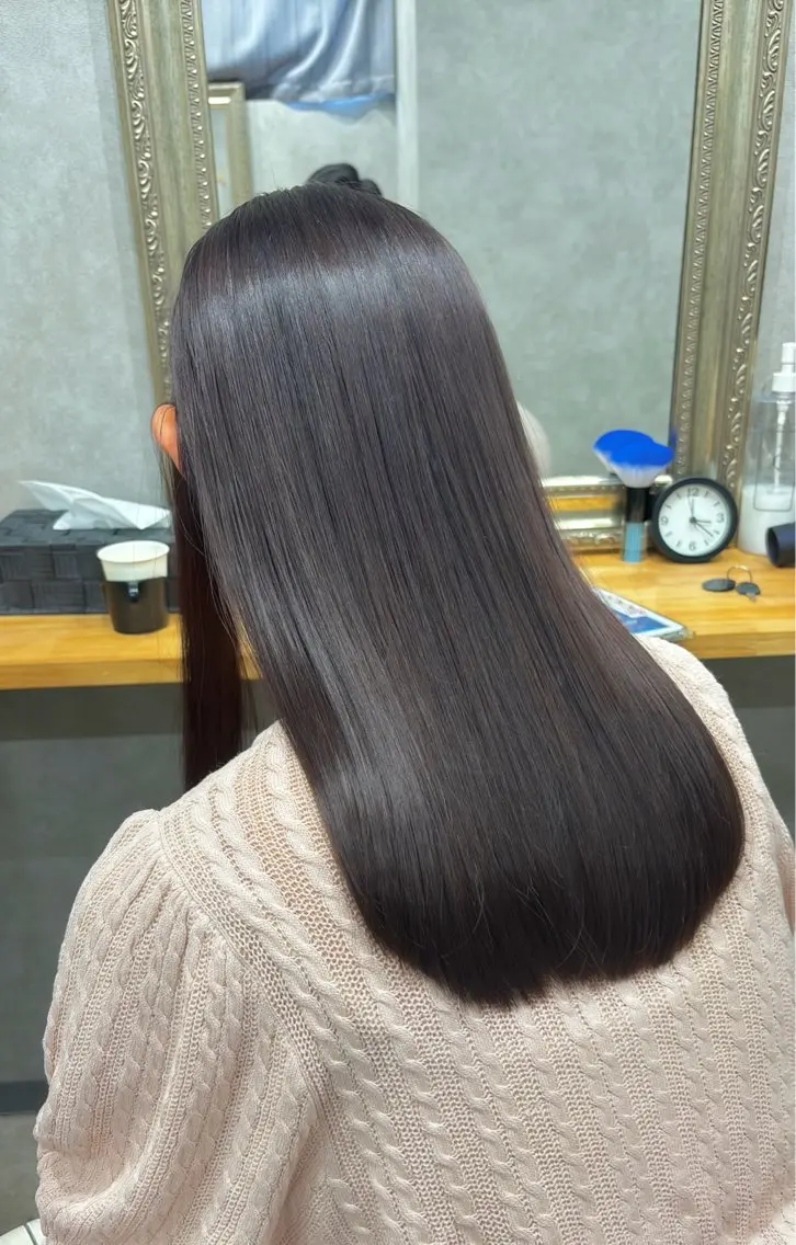 セミロング カラー ダークグレー ダークグレージュ グレージュ ヘアカラー 透明感カラー/ ブリーチ無し/RYOのヘアスタイル