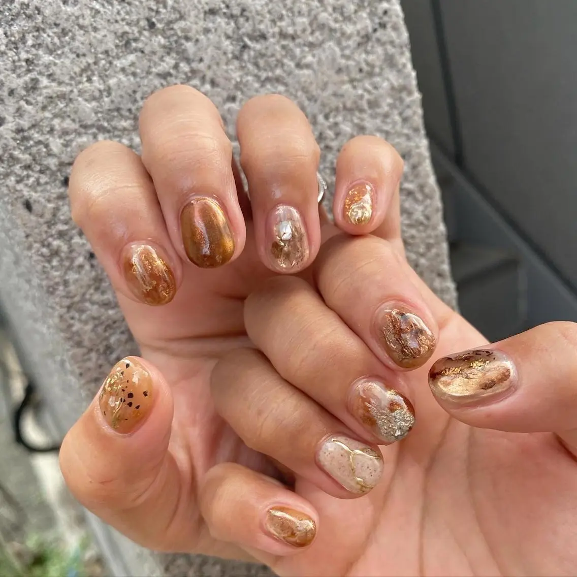 ネイル ブラウン オレンジ ハンドネイル 栗林 実莉のネイルデザイン