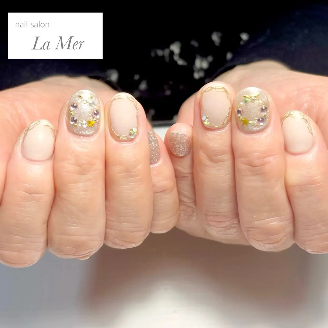 ネイル フラッシュネイル ラメ(グリッター) マグネットネイル ミラーネイル ピンク ハンドネイル nailsalon La Merのネイルデザイン