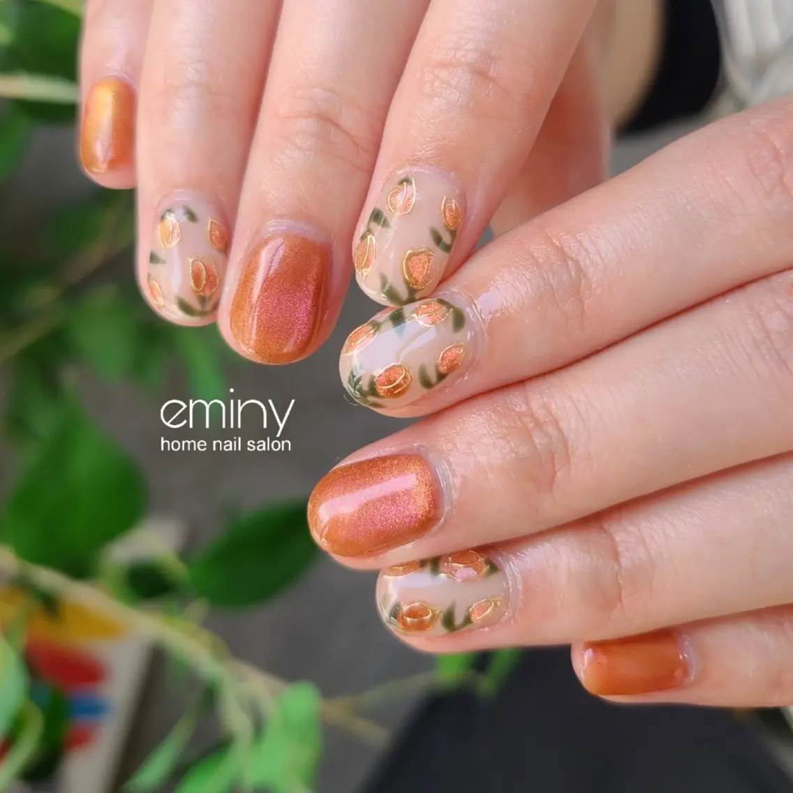 ネイル フラワーネイル ジェルネイル 韓国ネイル マグネットネイル オフィスネイル ハンドネイル nail salon  eminyのネイルデザイン