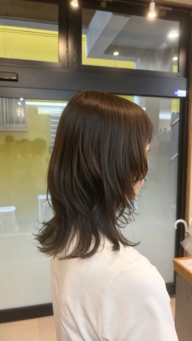 ミディアム ミディアムレイヤー レイヤーカット カット ヘアカラー I-FLAT 暮石悠菜のヘアスタイル