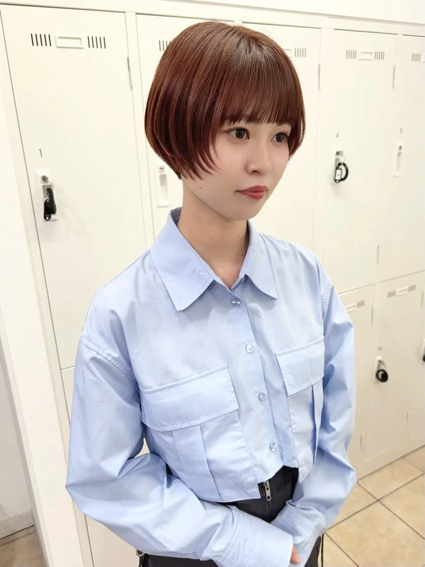 ショート カラー ショートレイヤー 顔まわりレイヤー レイヤーカット ショートヘア カット ヘアカラー 西山梨々【5/1〜 復帰致します🌼】のヘアスタイル