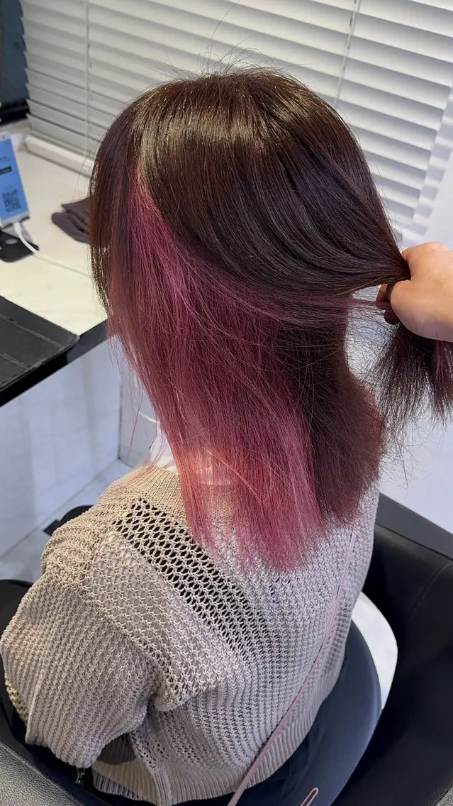セミロング カラー ヘアアレンジ インナーカラー ピンクカラー ヘアカラー トリートメント ヘッドスパ ヘアセット 🥀レイヤー×ハイト ーントレンドヘア🥀のヘアスタイル